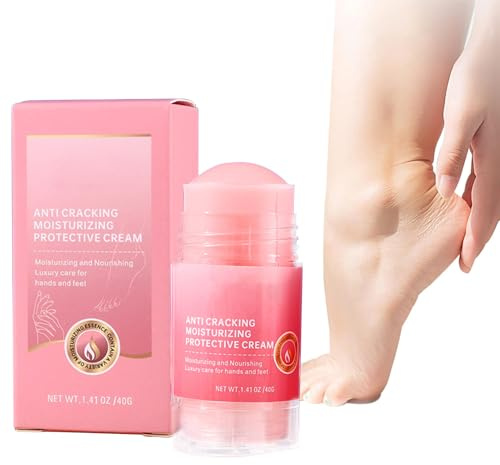 Heel Balm, Cracked Heel Repair Cream, Fast-Absorbing Moisturizer, Hydrating & Softening Formula, Relief for Dry Skin, Daily Care for Men & Women, 1.35 Fl Oz, White, Single Pack