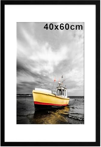 40x60cm Picture Frame with Mat, Black 40x60 Photo Frame with Perspex Window
