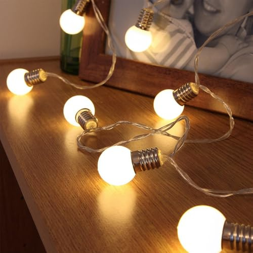 ENLACE LED Lichterkette Glühbirnen, 1,5M 10 LED Glühbirne Party Lichterkette Batteriebetrieb, 5 cm Kugeln, Lichterketten Kugeln für Hochzeit, Kinderzimmer, Weihnachten, Garten, Party Dekoration