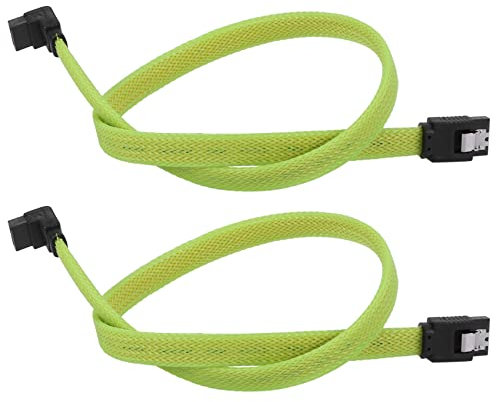 KEALLANS 2X 50CM 3.0 III SATA3 Cable de Donnees A 7 Broches SSD A Angle Droit 6Gb / S Cordon de Donnees pour Disque Dur