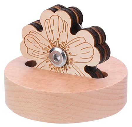 Flower Thread Cutter, Rotary Blade Saver for Sewing & Crafting - Wooden Tabletop Yarn Snip Tool for Seamstresses, Quilters & Knitters, 7x7x3cm