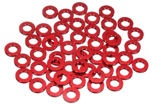 sourcing map 50 arandelas planas de aluminio, juntas redondas M6 x 12 x 2 mm, espaciadores planos para tornillos, pernos, accesorios de reparación de maquinaria, construcción al aire libre, rojo vino