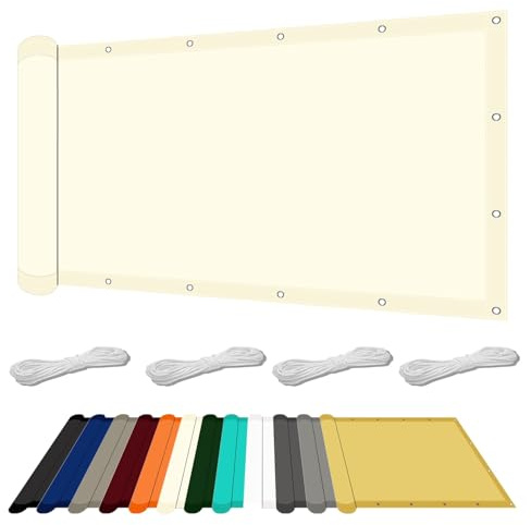 Voile d'ombrage imperméable, 150 x 290 cm, protection UV, pour jardin, terrasse, balcon, parasol blanc crème