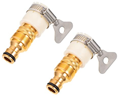 BESTonZON Raccord Rapide pour Robinet D'irrigation en Alliage D'aluminium Plaqué Cuivre 2 Pièces, Connecteur Tuyau Jardin Adaptable pour Système Goutte-à-Goutte, Raccordement Étanche Et Solide