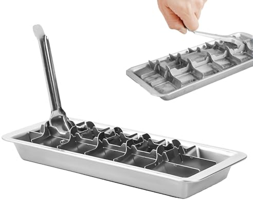 Dmuzsoih Metal Ice Tray | Vintage Ice Maker,18-Slot Stainless Steel Tray Easy Release Detachable for Food Water Cocktails Coffee Drinks