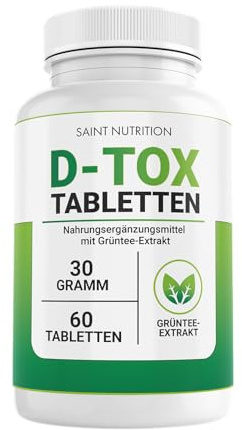 Saint Nutrition® D-TOX – Entgiftungskur - Hochkonzentriertes Nahrungsergänzungsmittel mit Cholin – Stoffwechsel, Leberkur & Darmsanierung Unterstützung – 60 Tabletten