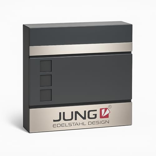 Jung Edelstahl Design Briefkasten - Manhatten Individuell personalisierbar mit eigenem Foto, Logo, Firmenlogo oder Bild Anthrazit Unikat