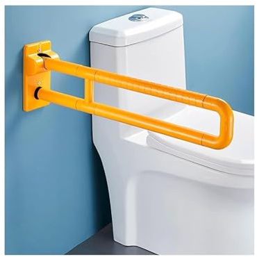Maniglie di Sostegno per WC, Pieghevoli, in Acciaio Inox, con bracciolo Antiscivolo, per Anziani e disabili, corrimano per Bagno Sicuro, Giallo, 60 cm,Yellow-60cm