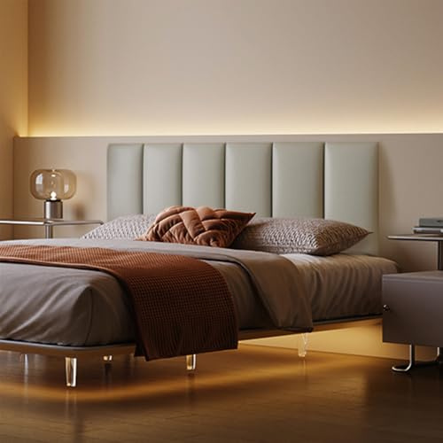 3PCS Self-Adhesive 3D Padded Wall Panels - Gray Anti-Collision Headboard for Twin/Full Beds, Upholstered Wall Decor, Soft Padding for Bedroom/Living Room, 7.8”x15.7”