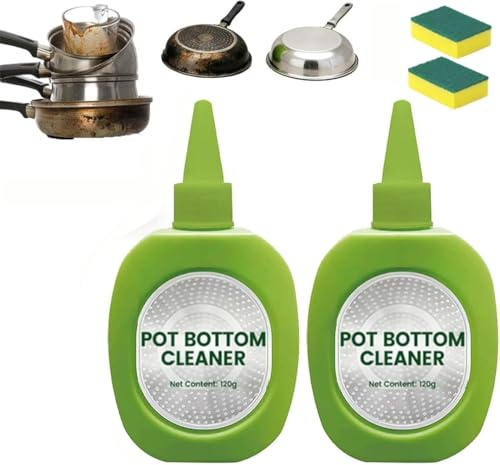 Pot Bottom Stain & Grime Remover, Powerful Burnt Residue Remover Paste, Stainless Steel Burnt Pot Cleaner,Powerful Pot Bottom Cleaner for Pots and Pans,Restores Shine Without Scratching (2 Pcs)