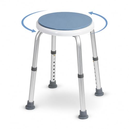 Helping Hand Adjustable Round Swivel Shower Stool with Blue Seat, 165kg Max