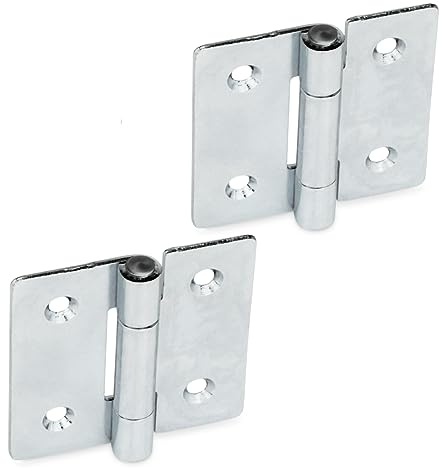 Ganter Normelemente | Blechscharniere - GN 136-ST-40-40-C | Stahl verzinkt, blau passiviert | Stift Edelstahl | 2 Stück, Länge: 40mm x 40mm
