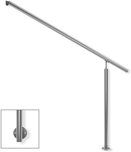 DOLLE Geländer Edelstahl Hauseingang aufgesetzte Montage 1 Pfosten mit Wandanschluss Länge 150 cm Höhe 100 cm witterungsbeständig
