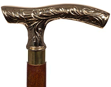 Eleganter Gehstock TM22044 Holz mit Messinggriff Derby Griff Spazierstock Gehhilfe 94cm Stock zerlegbar in 3 Teile ideal zum verreisen