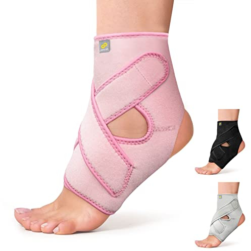 Bracoo Chevillère Entorse Réglable, Attelle Cheville Néoprène Respirante, Pour Cheville Droite ou Gauche, 1 Pièce, FS10 (Rose, S/M)