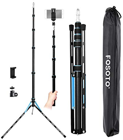 FOSOTO 221 cm Foto-Stativ, Lichtständer, Kohlefaser, leicht, kompakt, für Fotostudio-Ausrüstung, Softbox, Regenschirm, Schießen, Videoaufnahmen, Speedlight