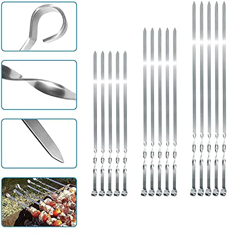 20 spiedini per barbecue extra forti, 2 mm, in acciaio inox (40 cm), accessori per barbecue Mangal Spiess Grill, Schampura, spiedini per carne, spiedini, kewers, kebap, Pinchos shish kebab