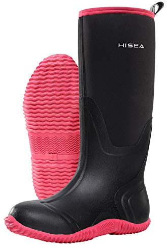 HISEA Women's Rain Boots, Knee High Rubber Boots Waterproof Insulated Neoprene Mud Boots, Anti-Slip Outdoor Work Boots for Hunting Gardening Farming Yard Working