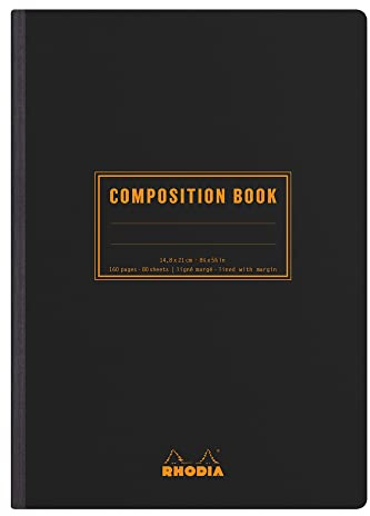 Rhodia 119219C Heft Composition Book A5 80 Blatt liniert Rand Schwarz