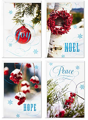 Hallmark Image Arts Boxed Christmas Cards Assortment, Seasonal Photos (4 Designs, 24 Cards and Envelopes)