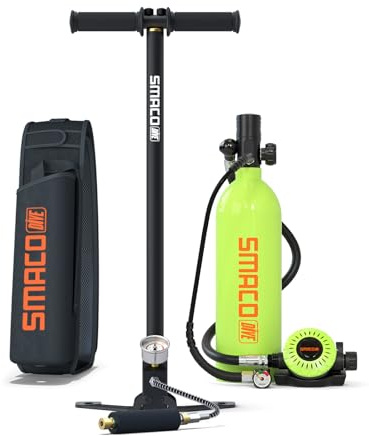 SMACO Mini Tauchflasche 1L Sauerstoffflasche Tauchen Mini Taucherflasche für Unterwasseratmung Tragbare Tauchen Sauerstofftank Lung Air Tank für Notfallrettung Bootsreinigung Tauchausrüstung