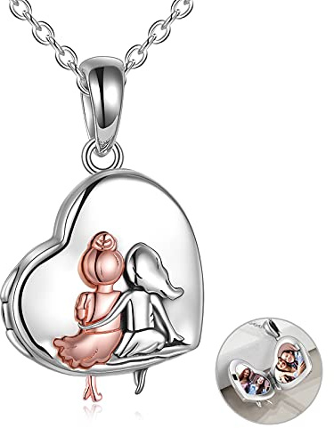VONALA - Collar medallón para hermanas, plata de ley 925 con forma de corazón, joyería de cumpleaños para mujer, grabado en inglés «Always My Sister Forever My Friend»