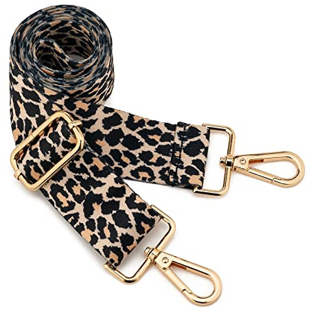 ZOUIQSS Damen Goldfarbene Bunter Schultergurt längenverstellbarer breiter Tragegurt Schultergurt für Handtaschen 3.8cm breit 73-125cm-Schultergurt für Handtaschen((3.8CM) Leopard2)
