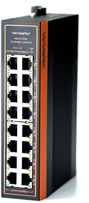 WIWAV W1116-16GE-I Commutateurs Ethernet Gigabit industriels à 16 ports 10/100/1000Mbps avec rail DIN/Montage mural (homologation UL Listed, IP40, -40 à 85°C)