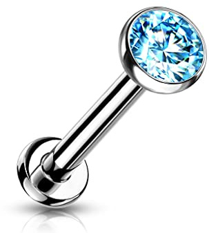 Paula & Fritz® Push-In Labret Piercing Kugel Zirkonia Titan-IUM Grade 23 Piercing Set 0,8-mm 1-mm 1,2-mm Stab-Dicke Madonna Medusa Monroe Helix Tragus