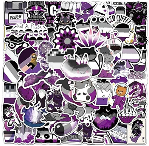 Lipfer 60pcs Asexual Pride Stickers, Lgbt Pride Nonsexual Vinyl Stickers, Perfect for Water Bottle Laptop Scrapbooking Decals Asexual Pride Gift