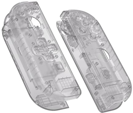 eXtremeRate Klart svart Joycon handhållet kontrollhölje (D-Pad version) med färgglada knappar, gör-det-själv-ersättningsskal för Nintendo Switch Joy-Con – konsolskal ingår inte
