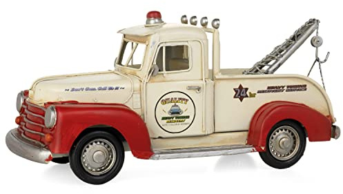 Moritz Blechmodell Abschleppwagen Truck 35 cm – Deko Retro Sammler Vintage | Handbemalt in Weiß-Rot, detailreich, nostalgische Optik, Sammlerstück und Geschenkidee für Regal, Schreibtisch und Vitrine