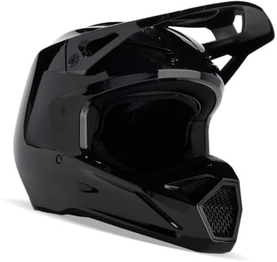 Fox Racing V1 Solid Helmet, MIPS-Technologie, herausnehmbares Innenfutter, Gute Belüftung, verstellbare Passform, Schutz für MX & Offroad, Farbe: Black, Größe: M