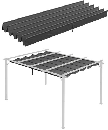 Outsunny Toile de Toit pour pergola tonnelle rétractable de 4 x 3 m - Gris foncé