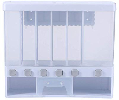 Distributeur de céréales | Contenants pour aliments secs en plastique à 6 grilles | Distributeur d'aliments secs transparent pour muesli, riz, noix, bonbons, grains de café, collations, céréales