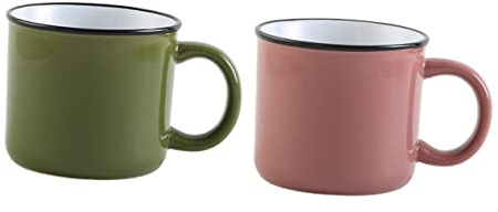 Zerodeko Coffee Cups 2pcs Multifunctional Retro Vintage Enamel Mugs Easy to Clean for Office and Restaurant Use