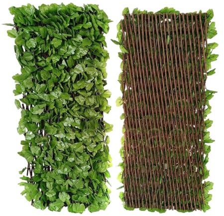 FACULX Brise-vue extensible pour balcon, terrasse, extérieur, clôture décorative en faux lierre, haies artificielles
