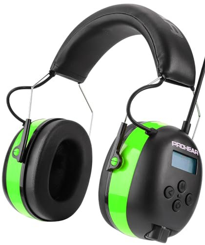 PROHEAR 033 Cascos Antiruido Bluetooth con Radio, Auriculares de Protección Auditiva FM/AM con Manos Libres, Cascos Insonorizacion para Jardín Césped Talleres Carpinteros Soldadura SNR 31dB Verde