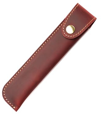Kaizuca Stylo Doux Housse, Porte Stylo Cuir, Étui Stylo Cuir, avec Bouton Métal, Cuir Véritable Fait Main, Portatif, pour Stylo Plume, Stylo à Bille, Stylus