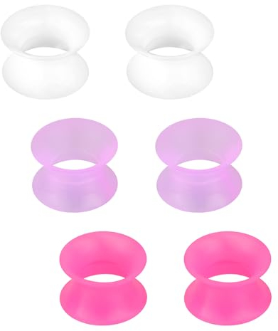 3 Paar Silikon Tunnel 4mm Extra Weich und Flexibel Flesh Tunnel Ohr Plug Expander Hider Piercing Schmuck für Frauen und Männer Weiß Violett Rosarot