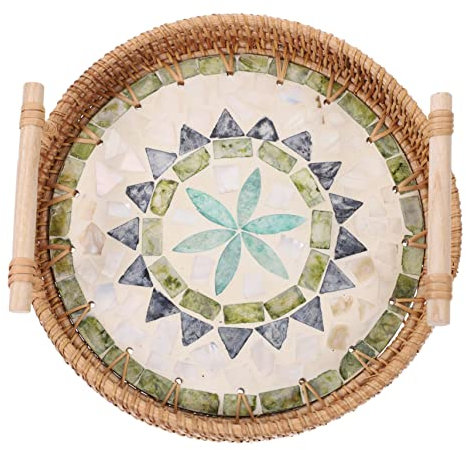 HOOTNEE Vassoio Ceramica Con Manici Doppia Presa Per Servire Frutta e Snack Organizzatore Elegante Per La Casa e Ufficio Facile Da Pulire e Pratico Design Creativo e Resistente