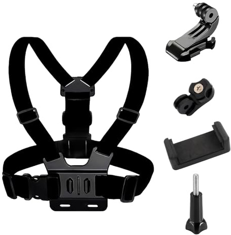 2 in 1 Chest Mount for Sports Cameras and Phones, Adjustable Clip Holder