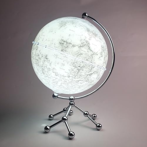 Moon Globe Desk Lamp, Globe Diam. 20 cm/7.9 inches, Cool White Light, Moon Planet Map