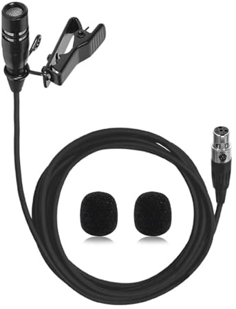 XHXJCYS Microfono Lavalier da bavero unidirezionale a condensatore super cardioide, compatibile con sistema di trasmissione wireless Shure con connettore mini XLR a 4 pin TA4F