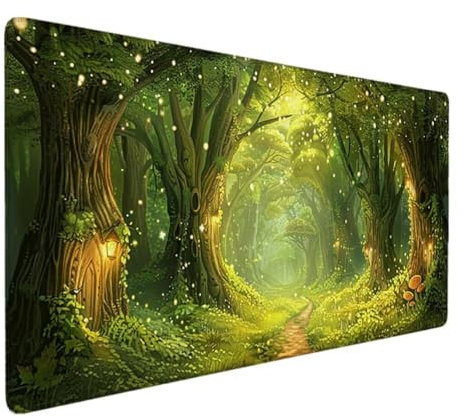 Tapis de Souris XXL 800x400 Sous Main Bureau, Multifonction Mouse Pad pour Gamer, Tapis de Souris Ergonomique, Grand Tapis de Souris pour Les jeux, Ergonomique, la Maison et Le Bureau Vert (Arbre) D-a