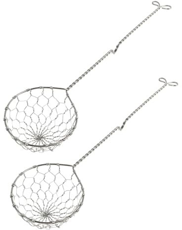 Cabilock 2pc Stainless Steel Handheld Strainer Colander Skimmer for Hot Pot Cooking, Kitchen Sieve with Hanging Handle Set for Oil Fryer and Food Filtration