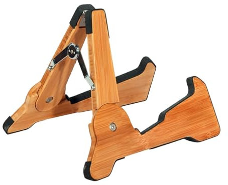 Harilla Klappbarer Gitarrenständer, Holzständerhalter A-Rahmen, Saiteninstrumentenständer, für Akustik-, Elektro- und Konzertgitarre, Ukulele, Dunkles Holz