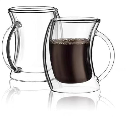 ISTUSHEWILL 200ml Double Walled Glass Coffee Cup - high Borosilicate Heat-Resistant Creative Bending Cup, high Temperature Resistant Tea Cup, Water Cup