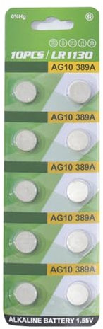 HINAYOSAN 10 pilas alcalinas de botón AG1 AG3 AG4 AG10 AG13 de 1,55 V LR1130 LR41 LR44 pilas de botón para relojes de juguete