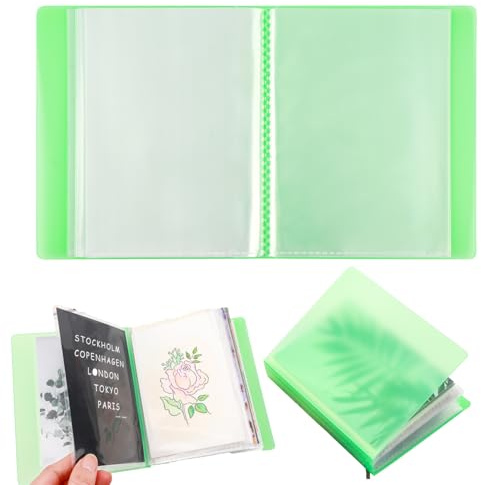 OTCRAFT Juego de 40 páginas/juego de álbumes de almacenamiento de fotos A6; troqueles de corte de sellos, carpeta organizadora de libros para postales, calcomanías, fotos, sellos transparentes y